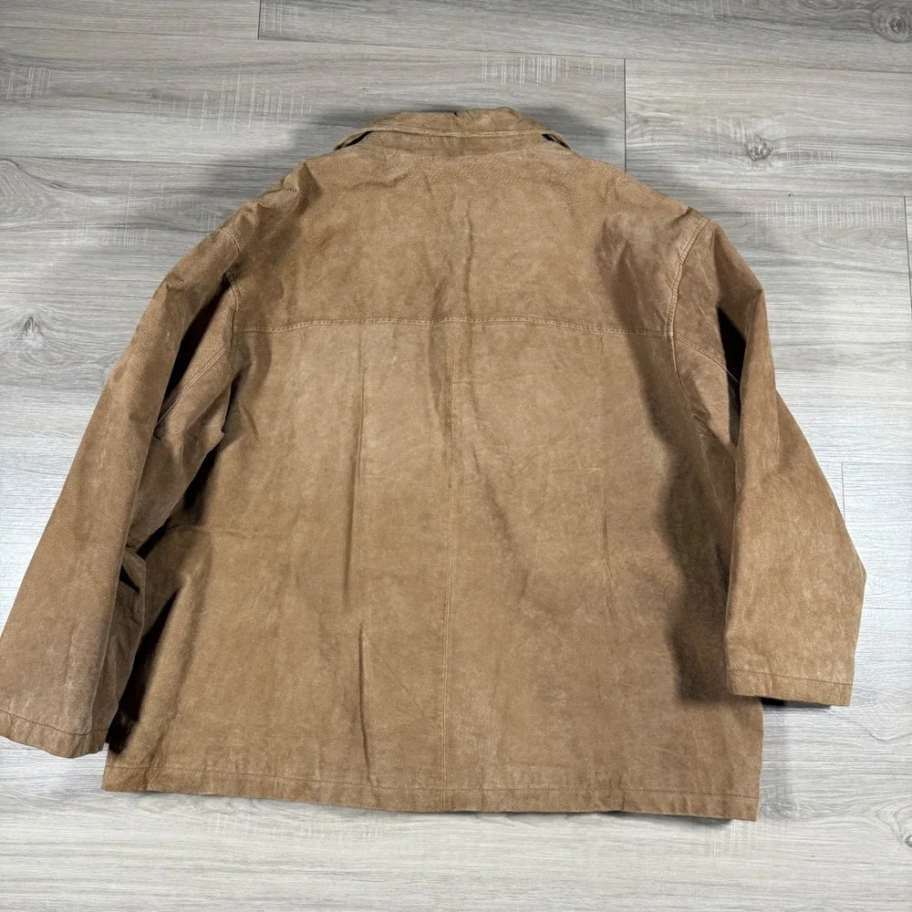 Y2K Croft & Barrow Genuine Leather Suede Jacket Tan Quilted Lined ‎ Size XXL